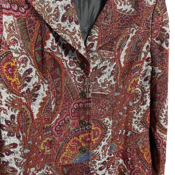 Coldwater Creek Blazer Womens Medium Red Paisley Colorful Boho Workwear Career - Picture 5 of 12